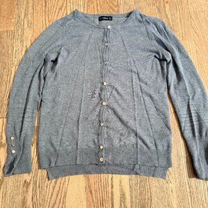ZARA KNIT CARDIGAN SWEATER TOP SIZE S LIGHT GRAY W GOLD BUTTONS